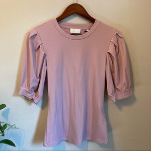 7 For All Mankind Rib Knit Puff Shoulder